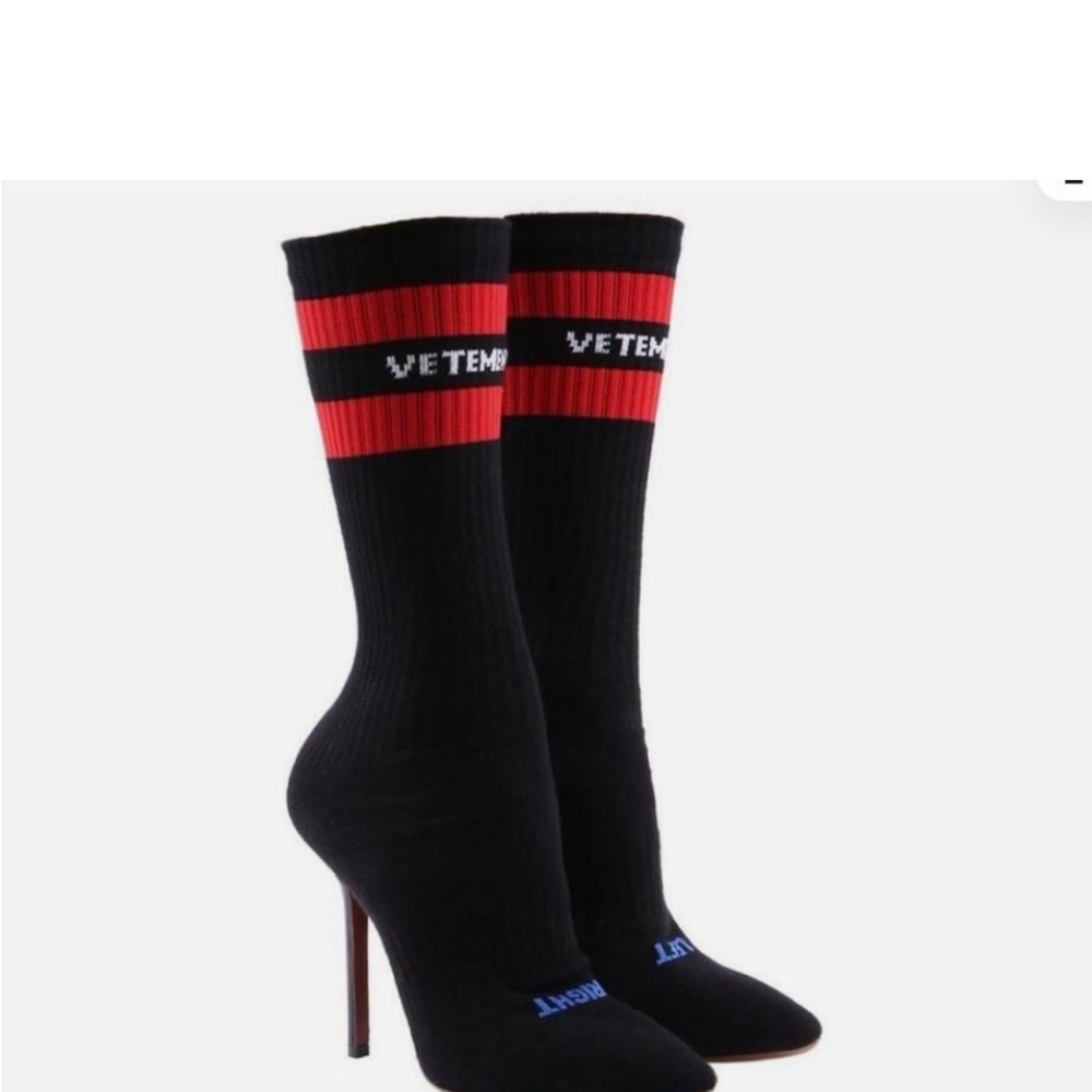 Vetements Black and Red Ankle Boots